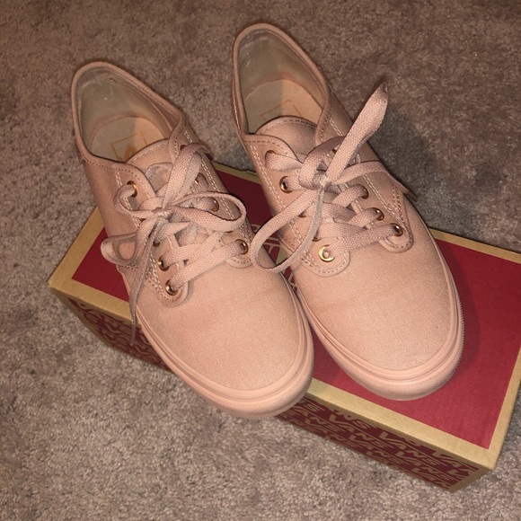 pink and rose gold vans